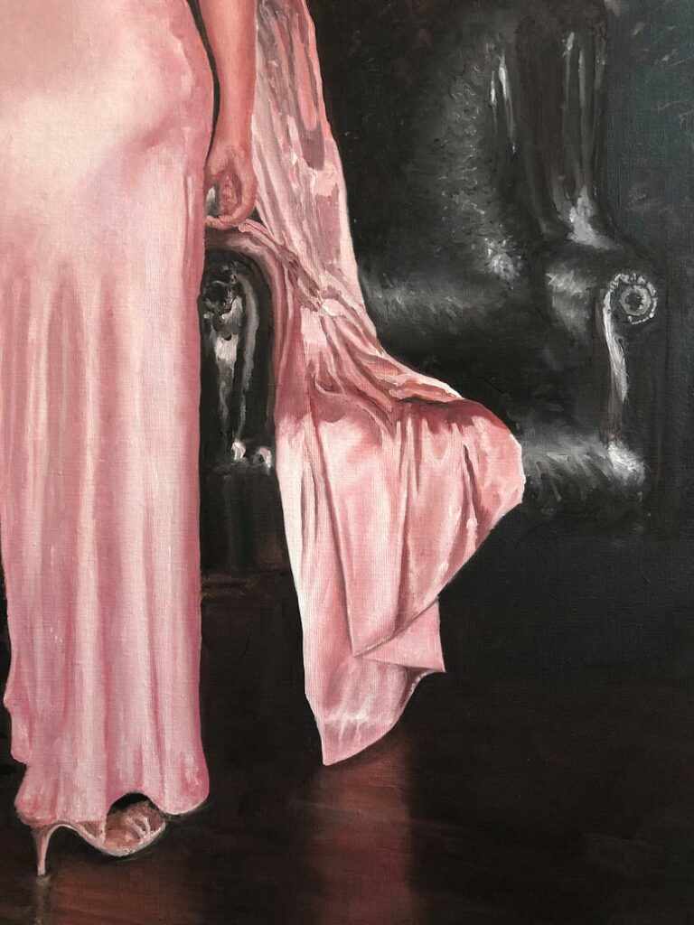 etole-rose Détail peinture huile soieries