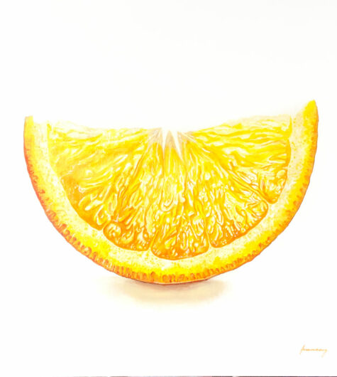 Tableau peinture à l'huile d'une tranche d'orange